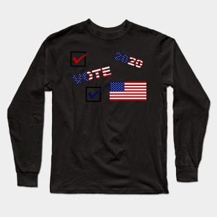 Vote 2020 American Flag Red White and Blue Sticker Pack Long Sleeve T-Shirt